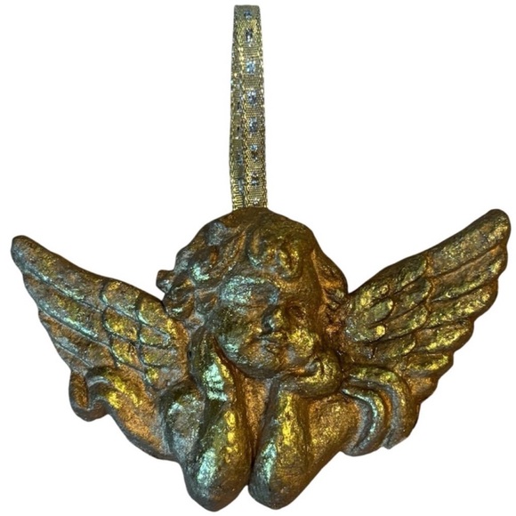 Vintage Gold Ornament Handmade Christmas Ornament Angel Cherub Victorian Luxury - Picture 4 of 11
